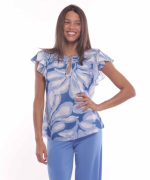 MIMÌ MUÀ Firenze MRAM-1845 Blusa azzurro fantasia floreale