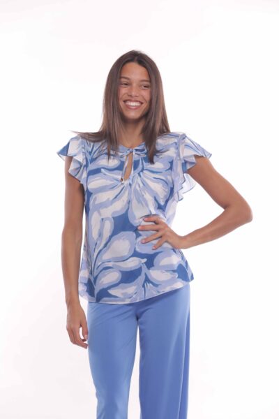MIMÌ MUÀ Firenze MRAM-1845 Blusa azzurro fantasia floreale