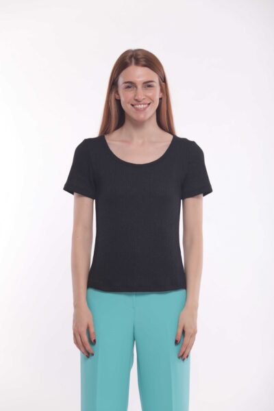 MIMÌ MUÀ Firenze SFAM-1790 T-shirt nero a costine lurex