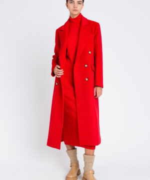 TWINSET 252LI2BBB Cappotto doppiopetto in misto lana rosso