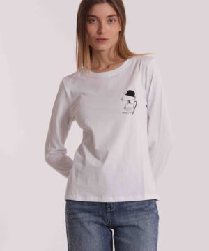 MIMÌ MUÀ Firenze SFAN-1864 T-shirt bianco gatto Chaplin