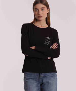 MIMÌ MUÀ Firenze SFAN-1864 T-shirt nero gatto Chaplin