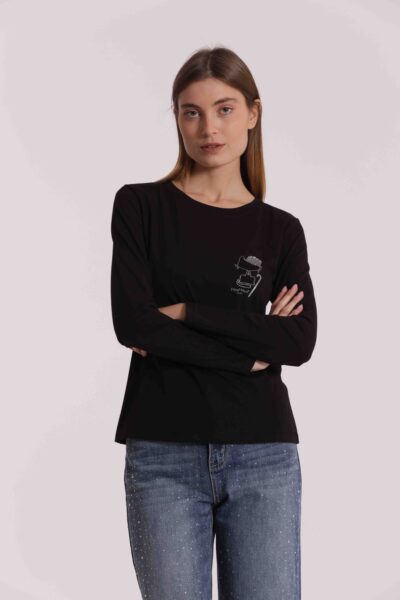 MIMÌ MUÀ Firenze SFAN-1864 T-shirt nero gatto Chaplin