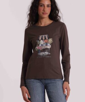MIMÌ MUÀ Firenze SFAN-1869 T-shirt grigio stampa fiori
