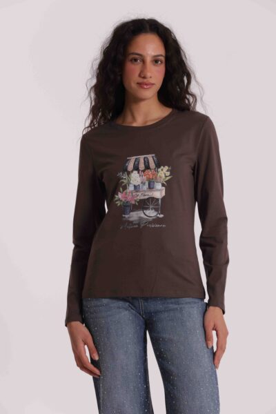 MIMÌ MUÀ Firenze SFAN-1869 T-shirt grigio stampa fiori