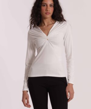 MIMÌ MUÀ Firenze SFAN-1879 T-shirt bianco con piercing