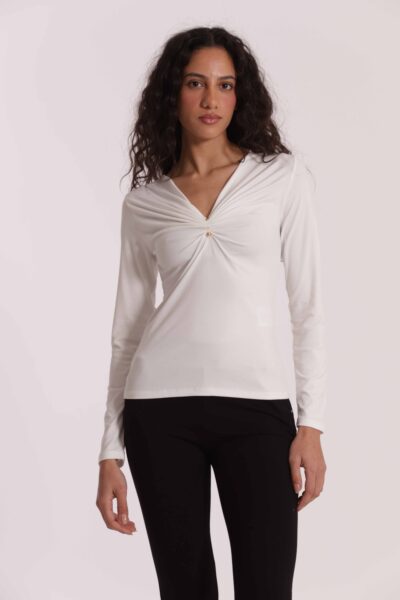 MIMÌ MUÀ Firenze SFAN-1879 T-shirt bianco con piercing