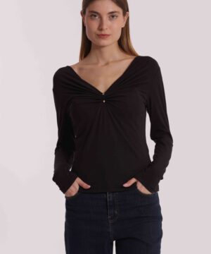 MIMÌ MUÀ Firenze SFAN-1879 T-shirt nero con piercing