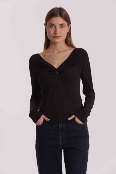 MIMÌ MUÀ Firenze SFAN-1879 T-shirt nero con piercing