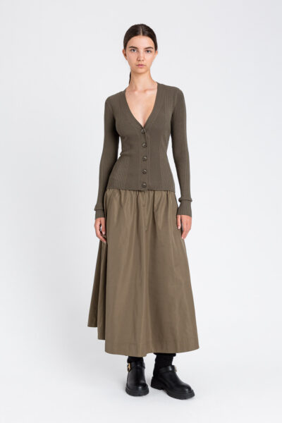 TWINSET 252LI3EAA Cardigan verde a costine