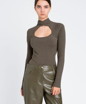 TWINSET 252LI3FDD Maglia verde con cut out