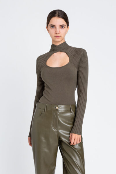 TWINSET 252LI3FDD Maglia verde con cut out