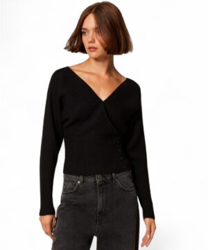 TWINSET 252LI3QBB Maglia nero con incrocio