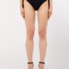 Slip bikini nero Liu Jo con fiocchi laterali regolabili e dettaglio interno a righe bianco e nero