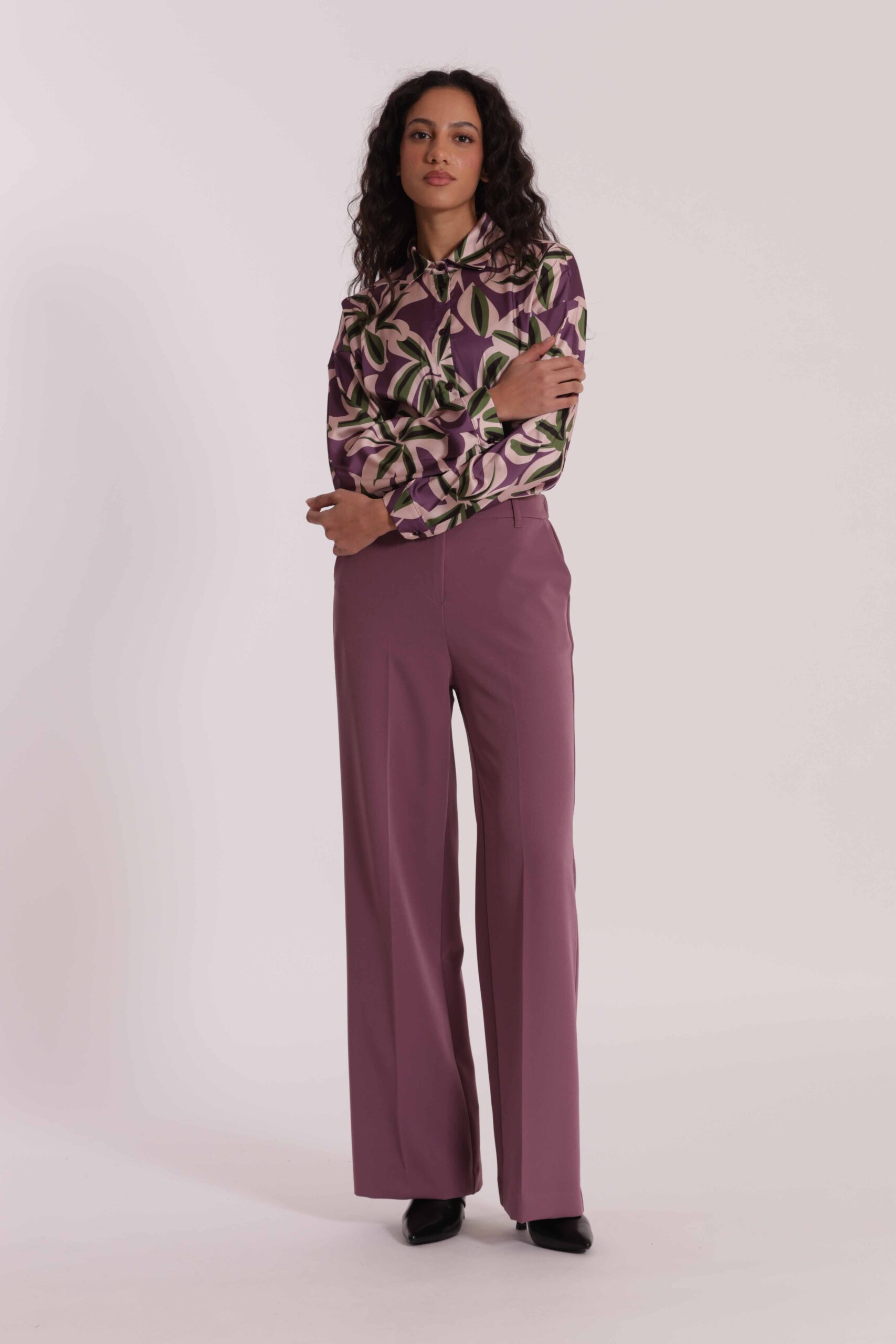 MIMÌ MUÀ Firenze ESAN-2906 Pantalone palazzo tecnico malva