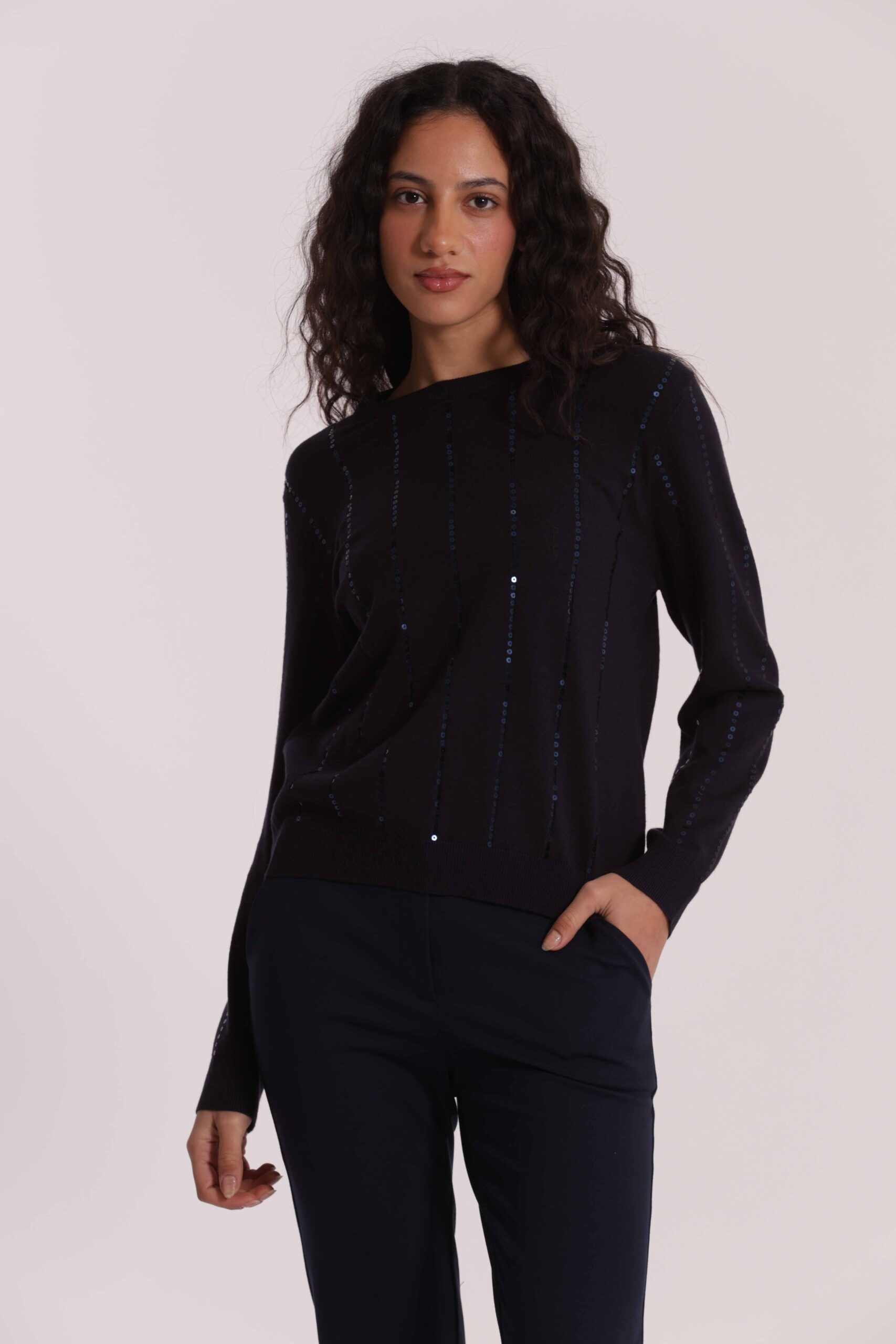 MIMÌ MUÀ Firenze AFAN-3728 Maglia blu con paillettes