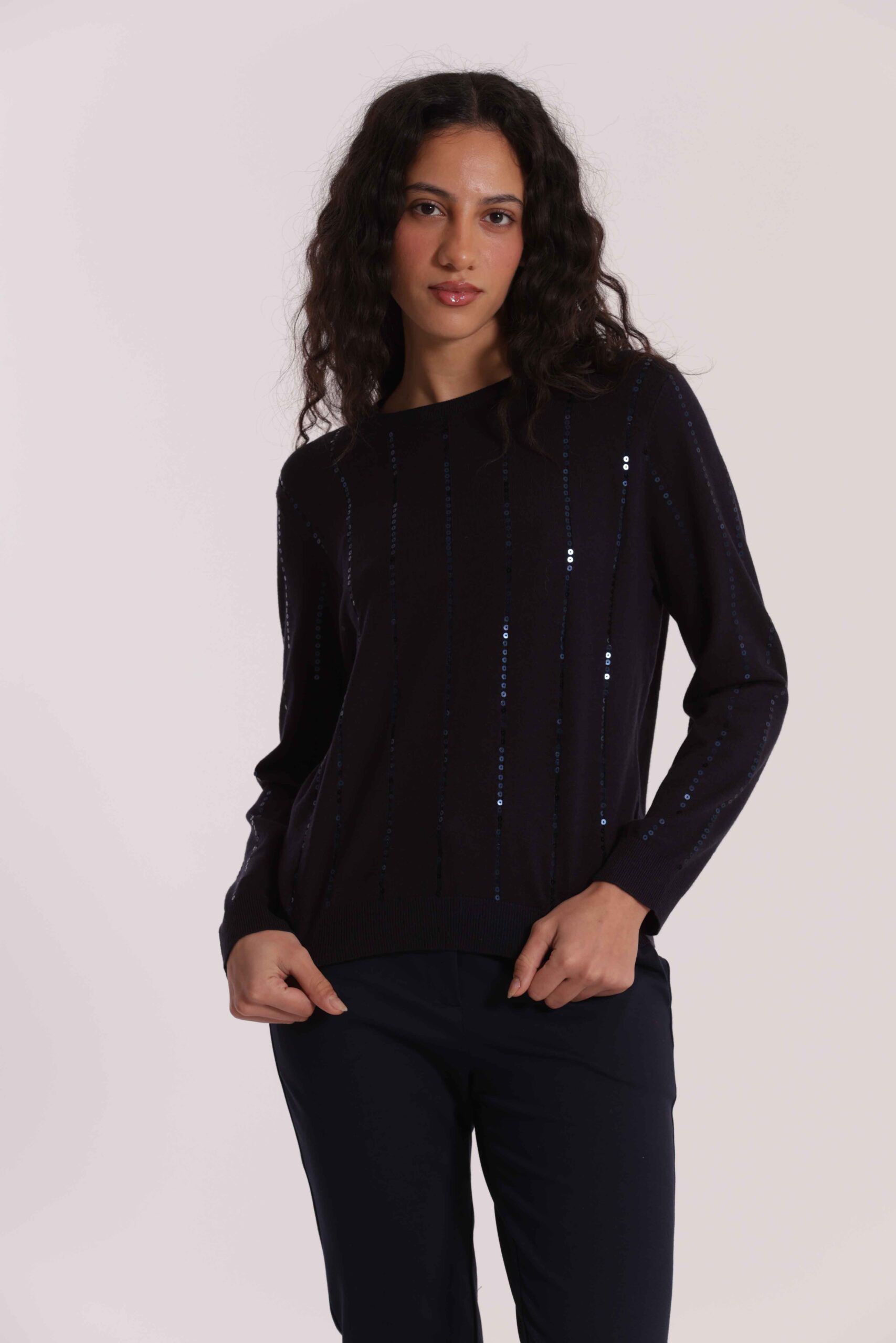MIMÌ MUÀ Firenze AFAN-3728 Maglia blu con paillettes