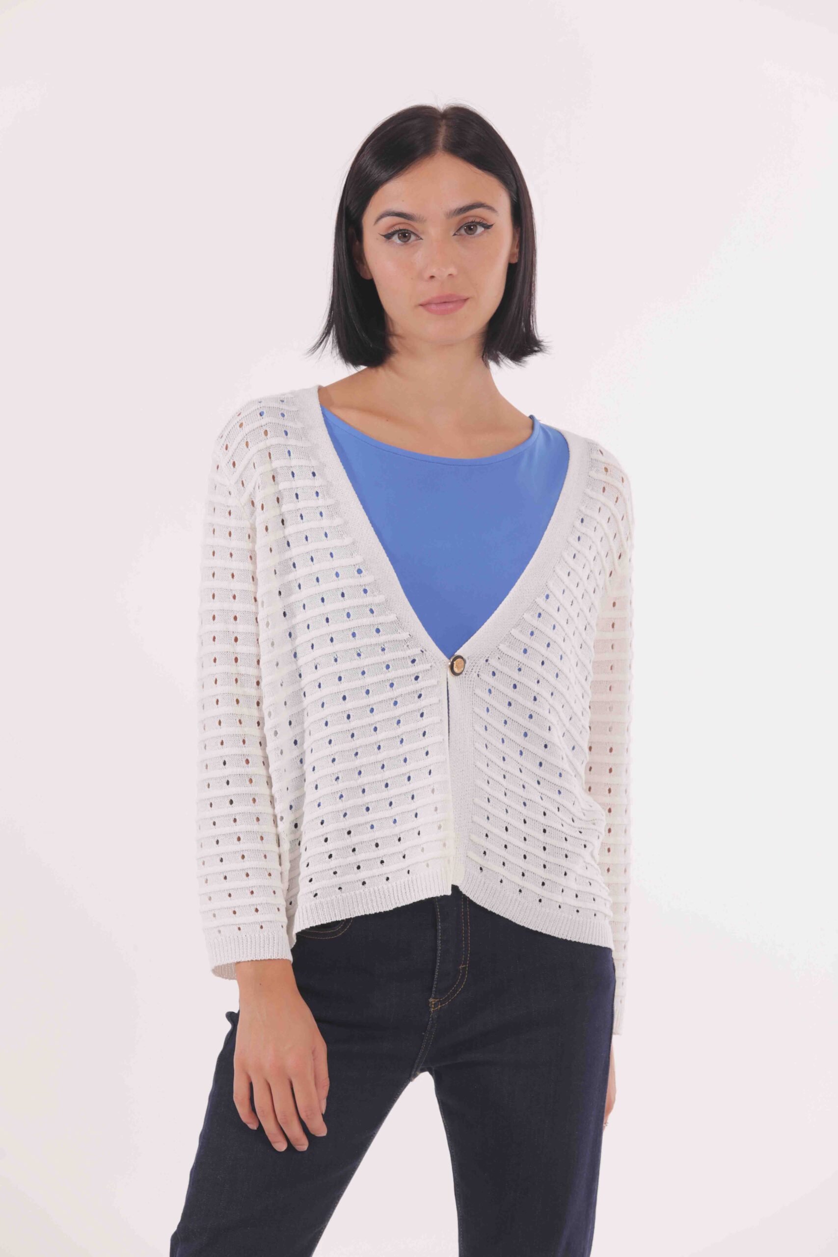 MIMÌ MUÀ Firenze AFAI-3602 Cardigan bianco traforato