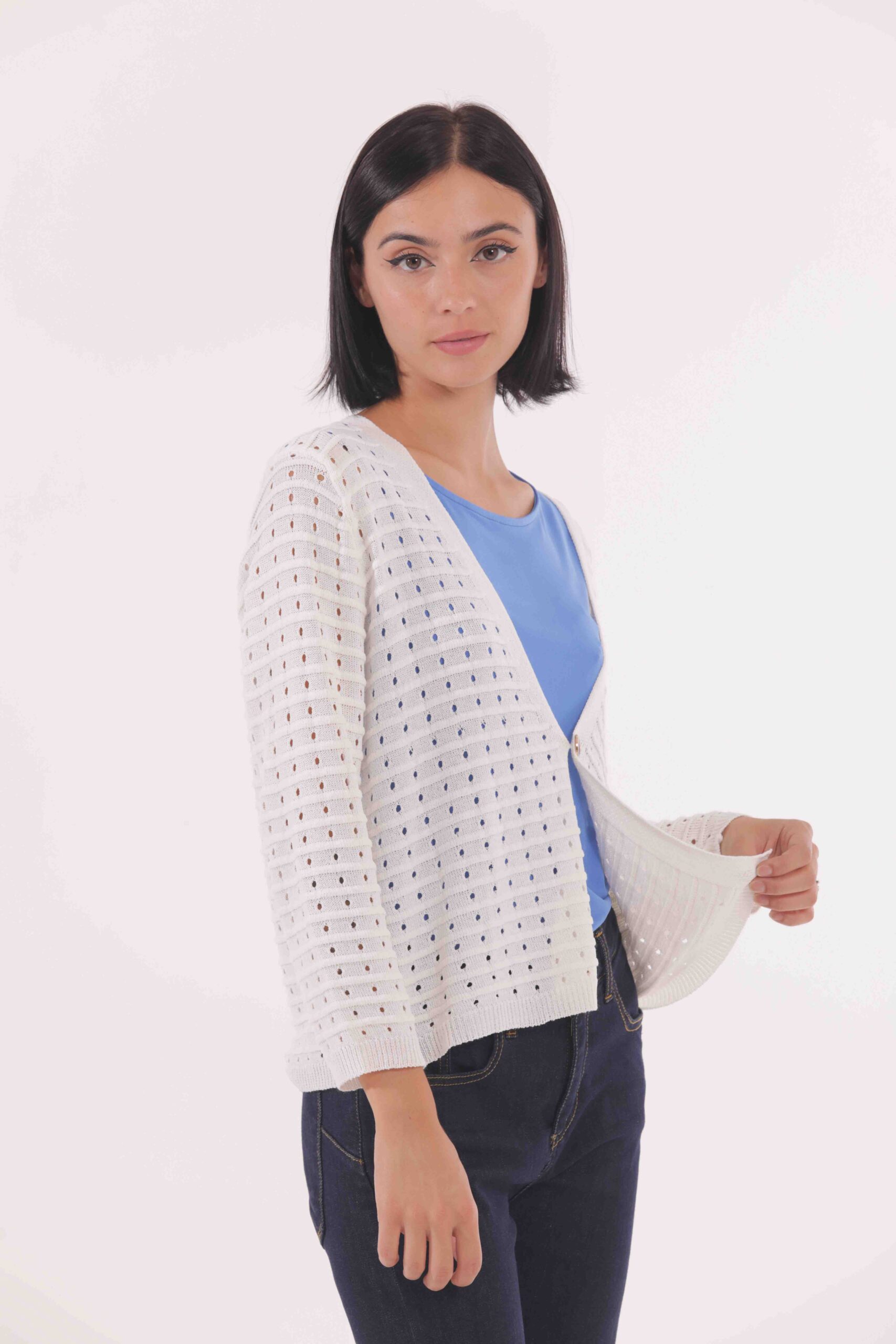 MIMÌ MUÀ Firenze AFAI-3602 Cardigan bianco traforato