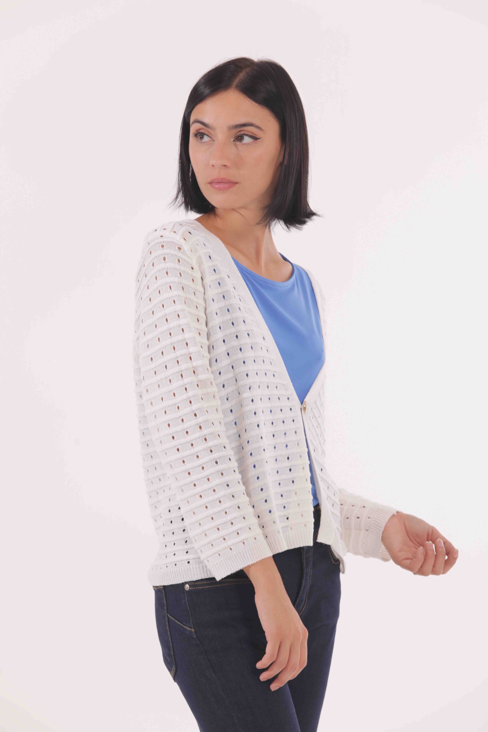 MIMÌ MUÀ Firenze AFAI-3602 Cardigan bianco traforato