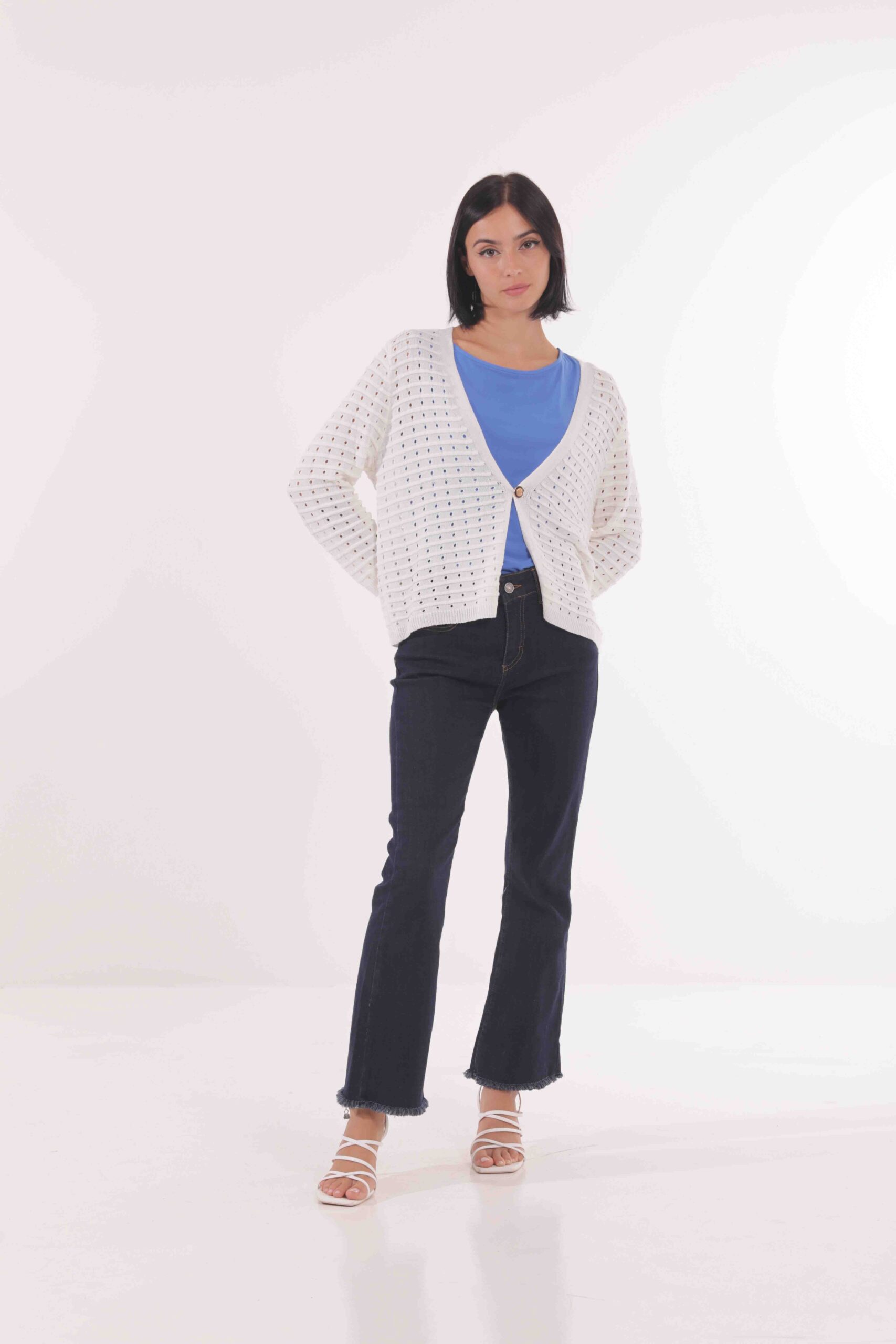 MIMÌ MUÀ Firenze AFAI-3602 Cardigan bianco traforato