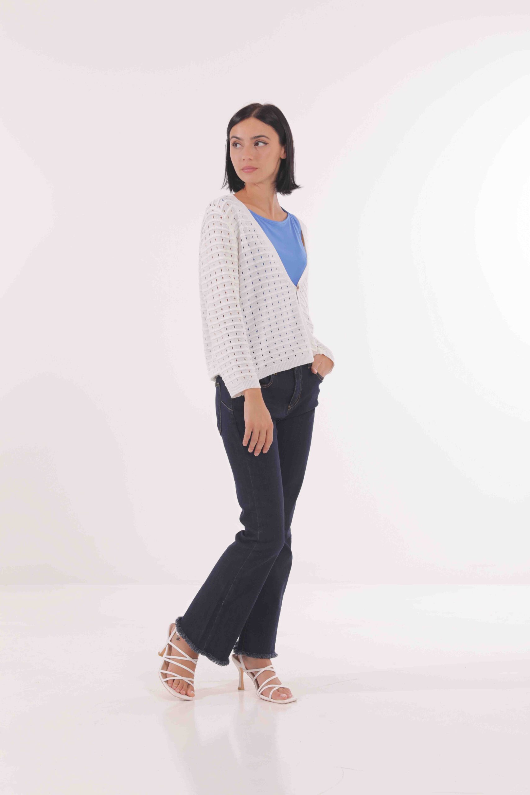 MIMÌ MUÀ Firenze AFAI-3602 Cardigan bianco traforato
