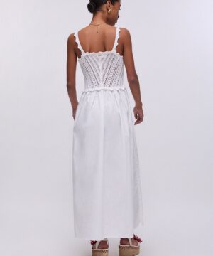 Abito Lungo Liu Jo Better Ecosostenibile con Top in Maglia Crochet e Gonna Popeline - immagine 5