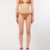 Bikini due pezzi Liu Jo zebrato metallico color marrone bronzo con triangolo a tendina e slip con fiocchi e strass