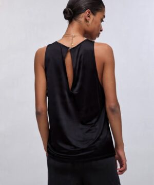 Top Scollo all'Americana Liu Jo Better in Jersey Satinato – Nero - immagine 3