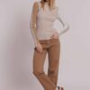 Jeans da donna a sigaretta marchio Mimì Muà Firenze colore cammello in cotone stretch con vita regular su Origami Store