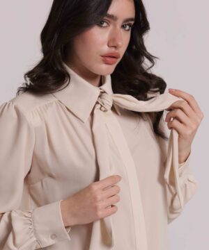 Alternative view of Mimì Muà Firenze – Camicia "Panna" in Georgette Made in Italy con Spalline e Fusciacca