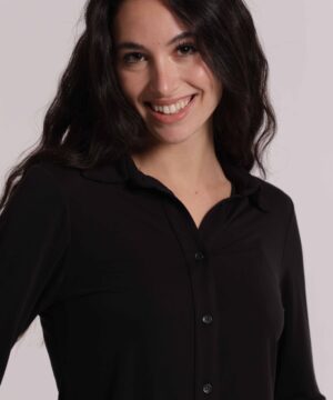 Alternative view of Mimì Muà Firenze – Body Camicia "Nero" in Viscosa Stretch Made in Italy