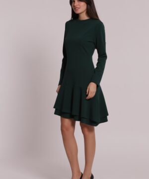 Mimì Muà Firenze – Abito Corto "Verde Till" in Crêpe Stretch Asimmetrico (Made in Italy) - immagine 3