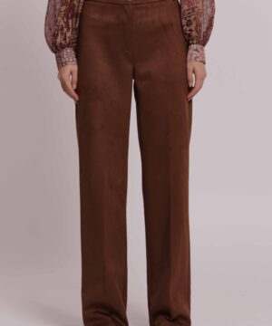 Alternative view of Mimì Muà Firenze – Pantalone Dritto "Cammello" Made in Italy in Jersey Effetto Camoscio