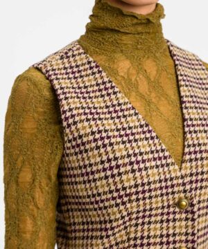 Twinset – Abito Corto Chemisier "Pied-de-Poule Multicolor" in Misto Lana Jacquard - immagine 2