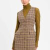 Abito corto chemisier da donna marchio Twinset fantasia pied-de-poule multicolor in misto lana jacquard con bottoni a pressione su Origami Store