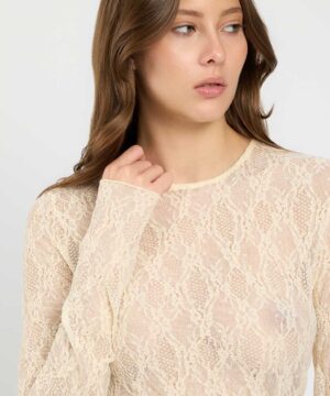 Alternative view of TWINSET – Body "Madreperla" in Pizzo Traforato con Girocollo