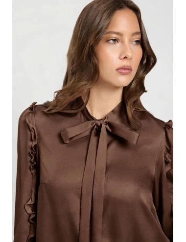 TWINSET – Camicia "Mocha" in Lyocell con Rouches - immagine 2