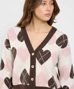 TWINSET – Cardigan "Jacquard Cuore" in Maglia Piquet - immagine 2