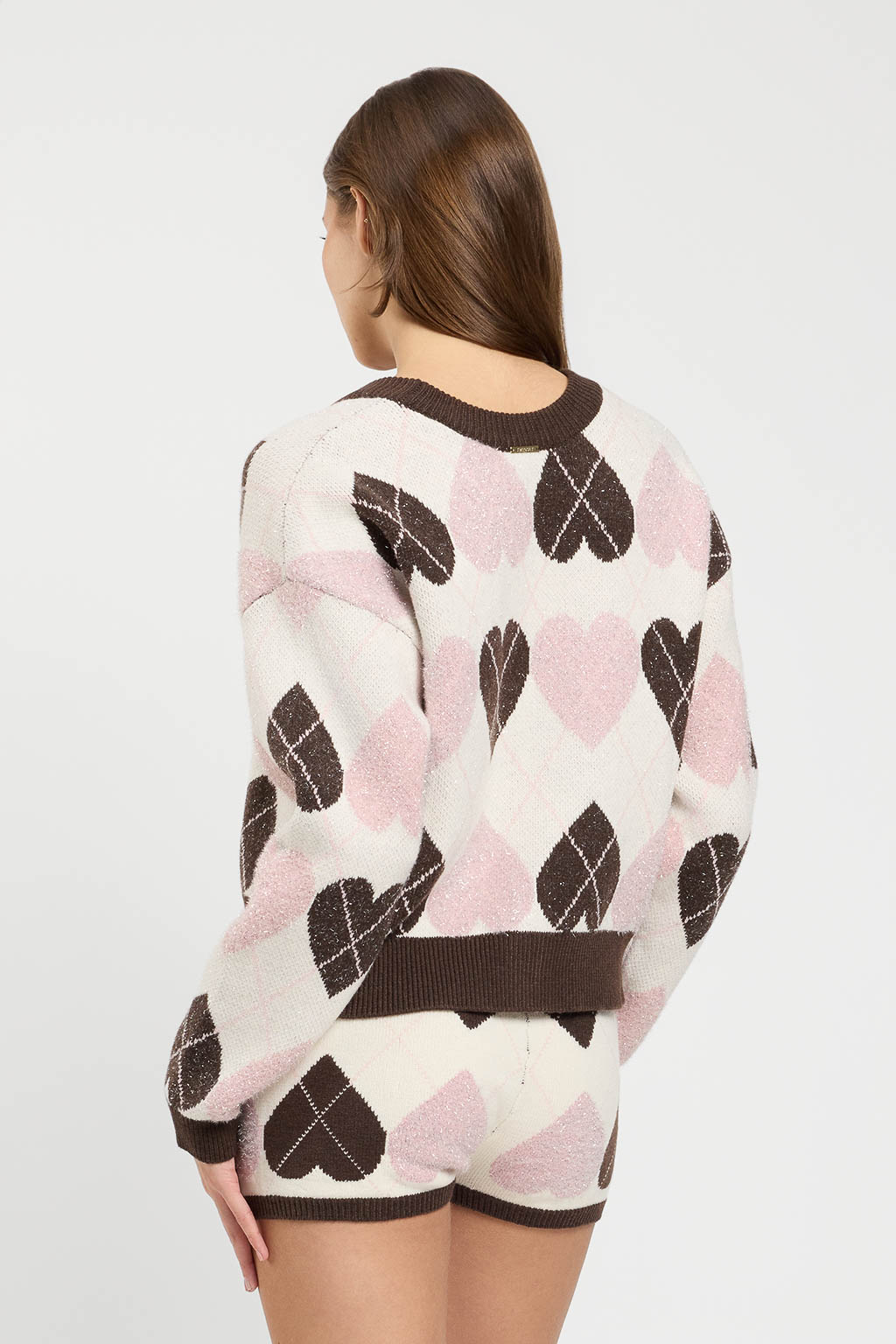 TWINSET – Cardigan "Jacquard Cuore" in Maglia Piquet - immagine 3