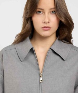 Alternative view of TWINSET – Giacca Bomber "Grigio Medio Melange" con Zip e Coulisse