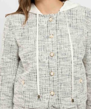Alternative view of Twinset – Giacca "Tweed Off White / Nero" in Felpa Intrecciata
