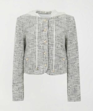 Twinset – Giacca "Tweed Off White / Nero" in Felpa Intrecciata - immagine 4
