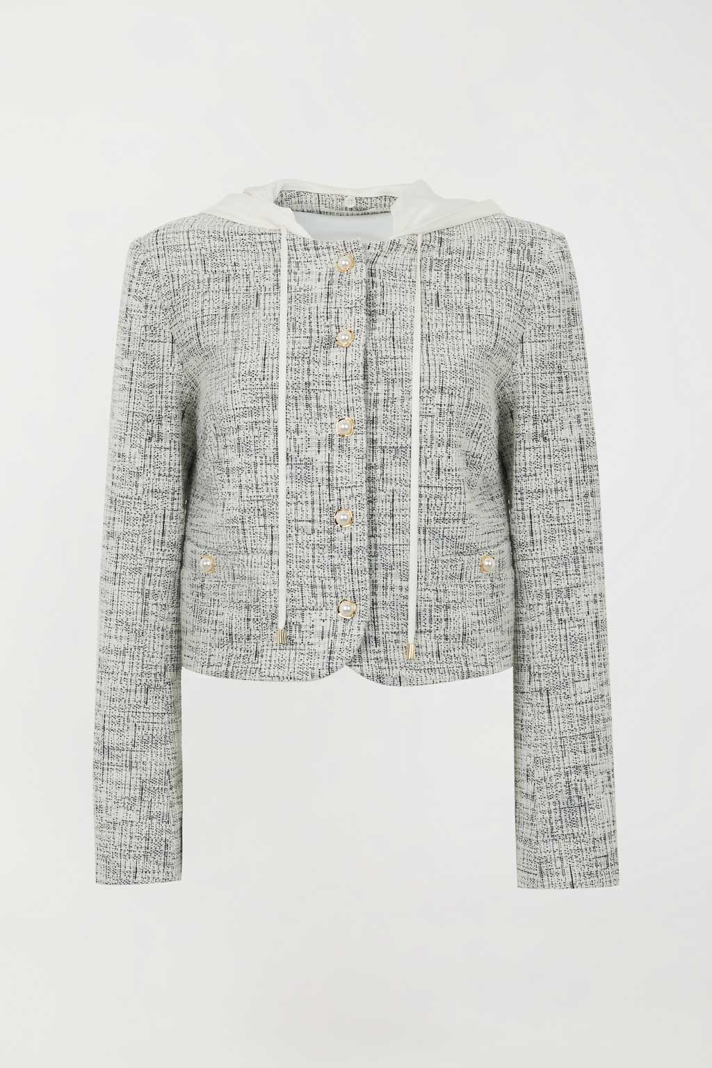Twinset – Giacca "Tweed Off White / Nero" in Felpa Intrecciata - immagine 4