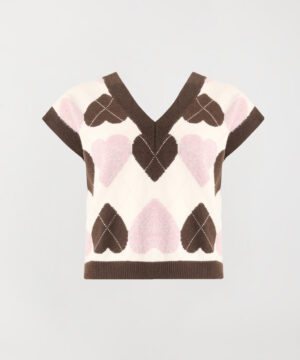TWINSET – Gilet "Jacquard Cuore" in Maglia Piquet a Disegno Check - immagine 4