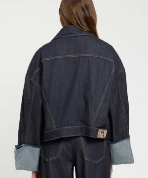 TWINSET – Giubbino Corto "Indaco" in Denim di Puro Cotone e Risvolti ai Polsi - immagine 3