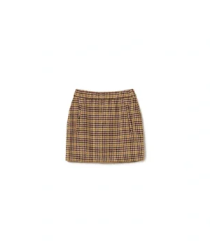 Twinset – Gonna Corta "Pied-de-Poule Multicolor" in Misto Lana Jacquard - immagine 3