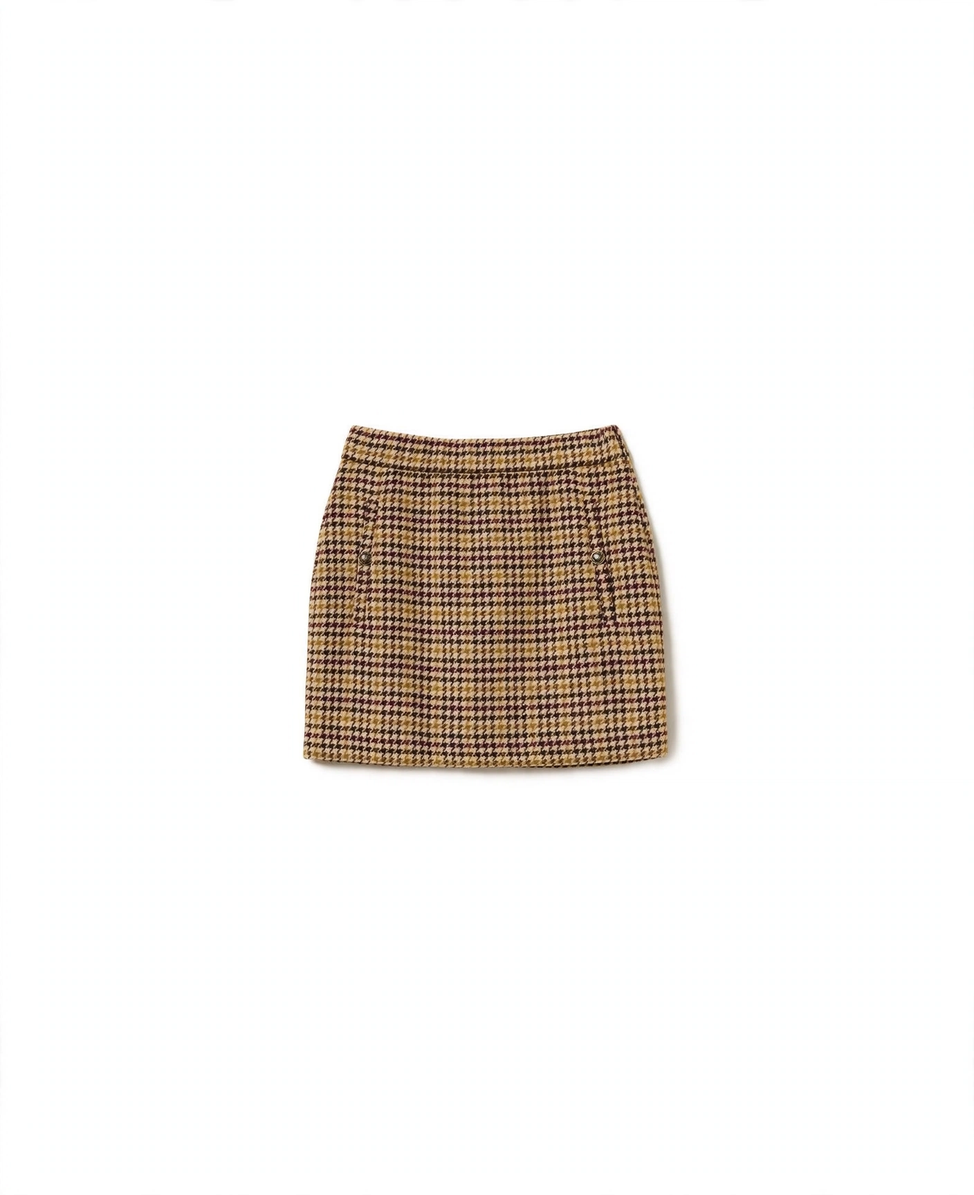 Twinset – Gonna Corta "Pied-de-Poule Multicolor" in Misto Lana Jacquard - immagine 3