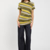 Jeans da donna a zampa marchio TWINSET colore blu indaco in puro cotone con risvolto al fondo su Origami Store