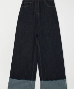TWINSET – Jeans Flare "Indaco" in Puro Cotone con Risvolto al Fondo - immagine 4